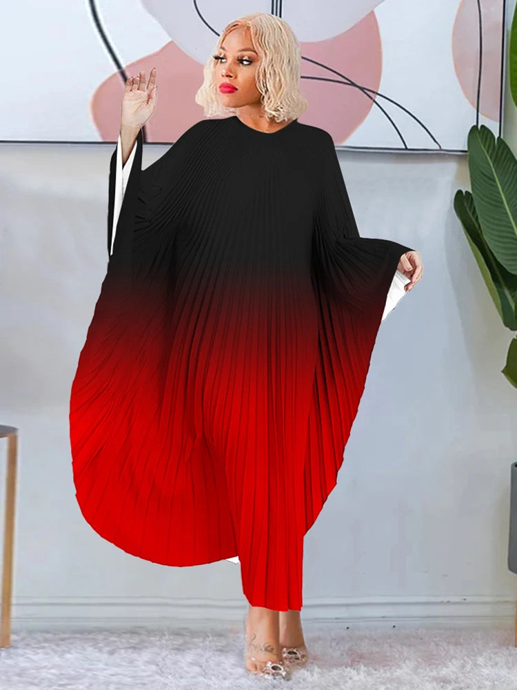 Elegant and Beautiful Womens Dresses Party Batwing Pleated Dress Loose Sexy Plus Size Dresses 4xl Ladies Wholesale Dropshipping