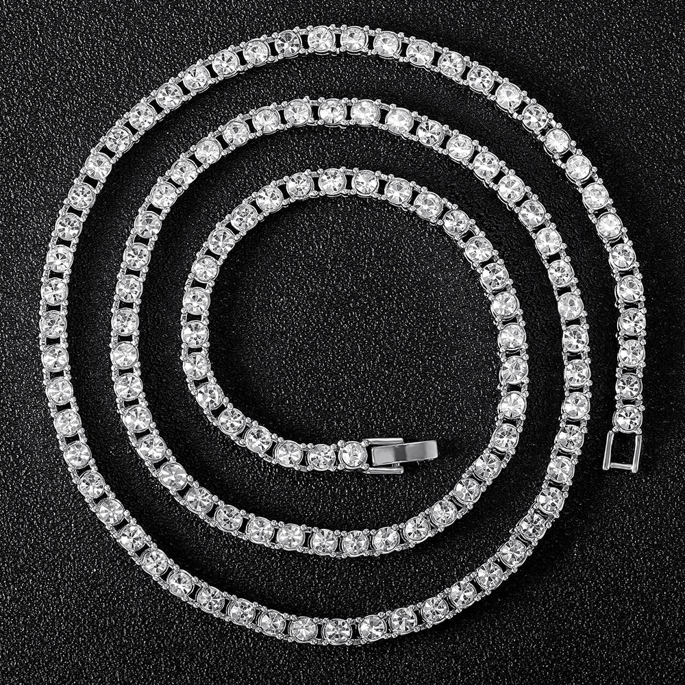 New Classical 4MM Tennis Chain Iced Out Necklace  8/18/20/24/inch Choker Gift