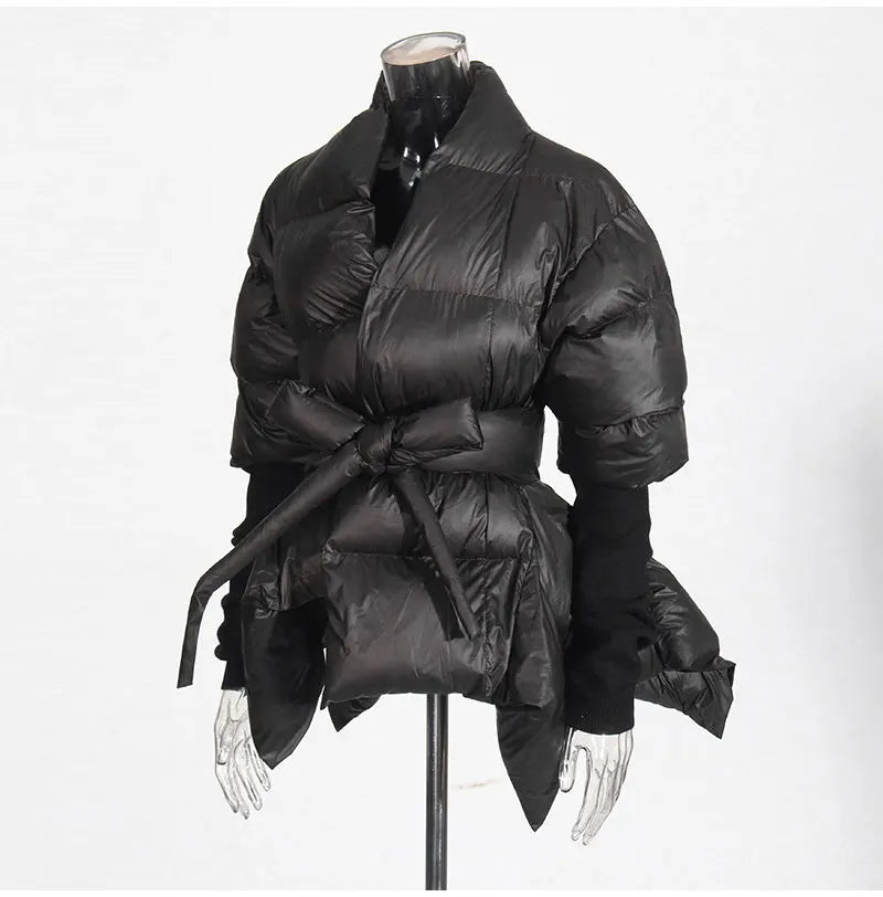 Celebrity High Quality Belt Thickened Bubble Coat