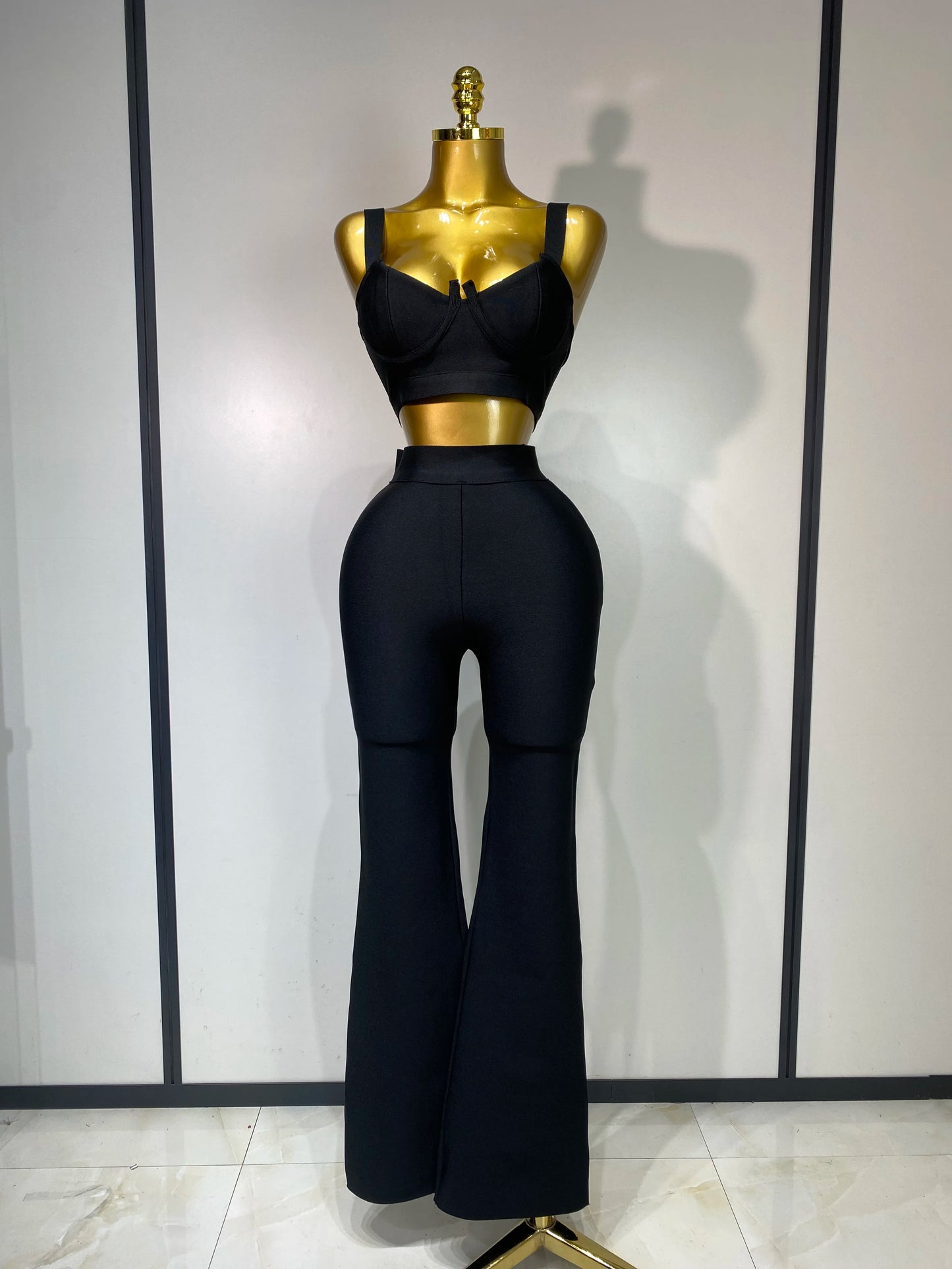 Luxury Bandage Crop Top + Pant Set  ﻿