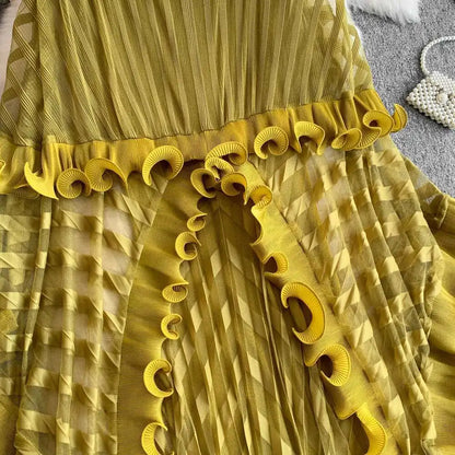 American Style V-neck Irregular Hem Design Dresses 22D1845