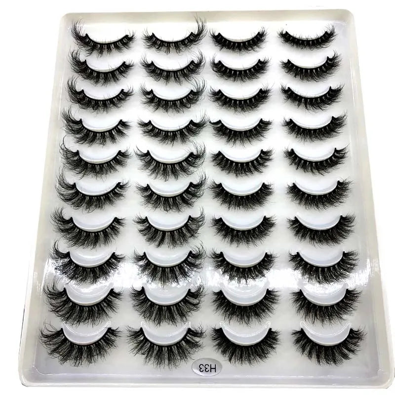 20 Pairs Natural long 3D Mink False Short Eyelashes