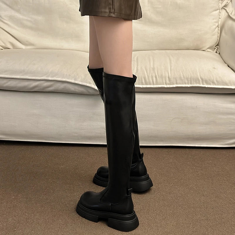 Alicia's Over The Knee PU Leather Non-Slip Boots (New Designer)