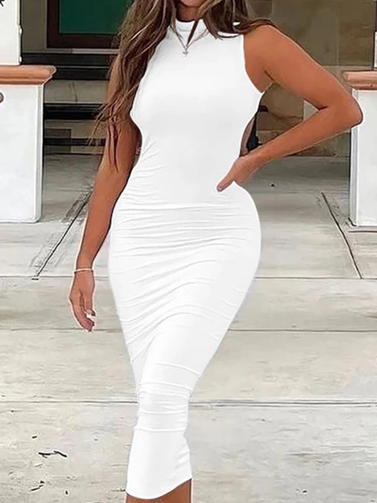 Summer Skinny Bodycon Sleeveless Midi Dresses
