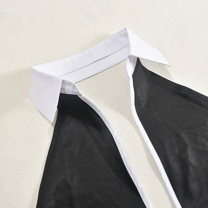 Black Halter Elasticity Slim Playsuits Fashion Bandage Overalls
