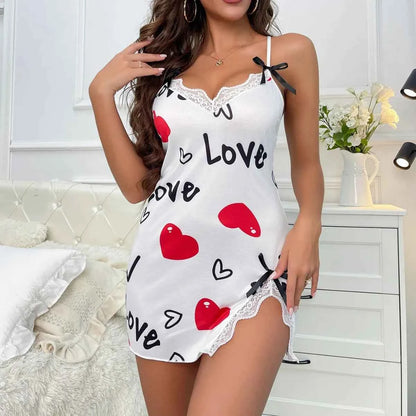 Lingerie Love Printed Halter Backless Mini Dress Nighties
