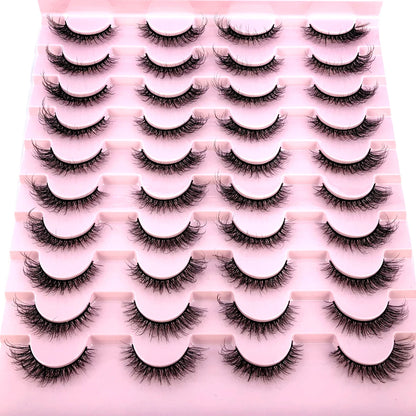 20 Pairs Natural long 3D Mink False Short Eyelashes