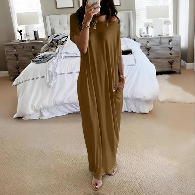 Beach Outfits Pockets Casual Vintage Maxi Dresses
