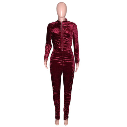 New Winter Fashion Zipper Tops + Slim Pencil Pant Sets