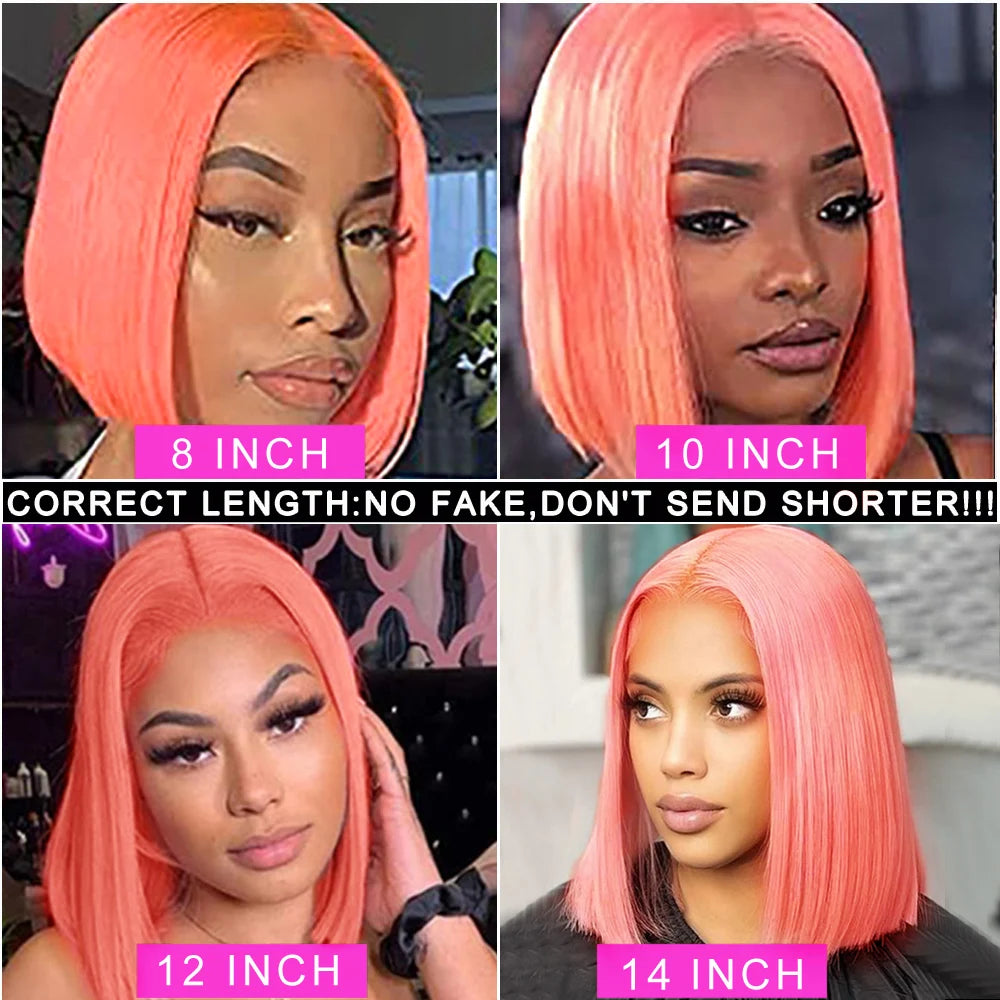 13x4 Short Bob 613 Pink Sky Blue Grey Bone Straight Lace Front Human Hair Wigs For Women Brazilian Colored Lace Frontal Wig