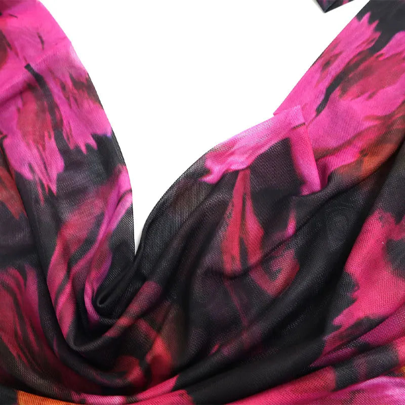 New Print Sleeveless Lady Elegant Mesh Dresses