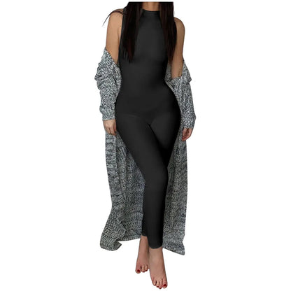 Full Seasons Casual Fitness Sporty Playsuit Sleeveless Slim Activewear All In One Jumpsuit