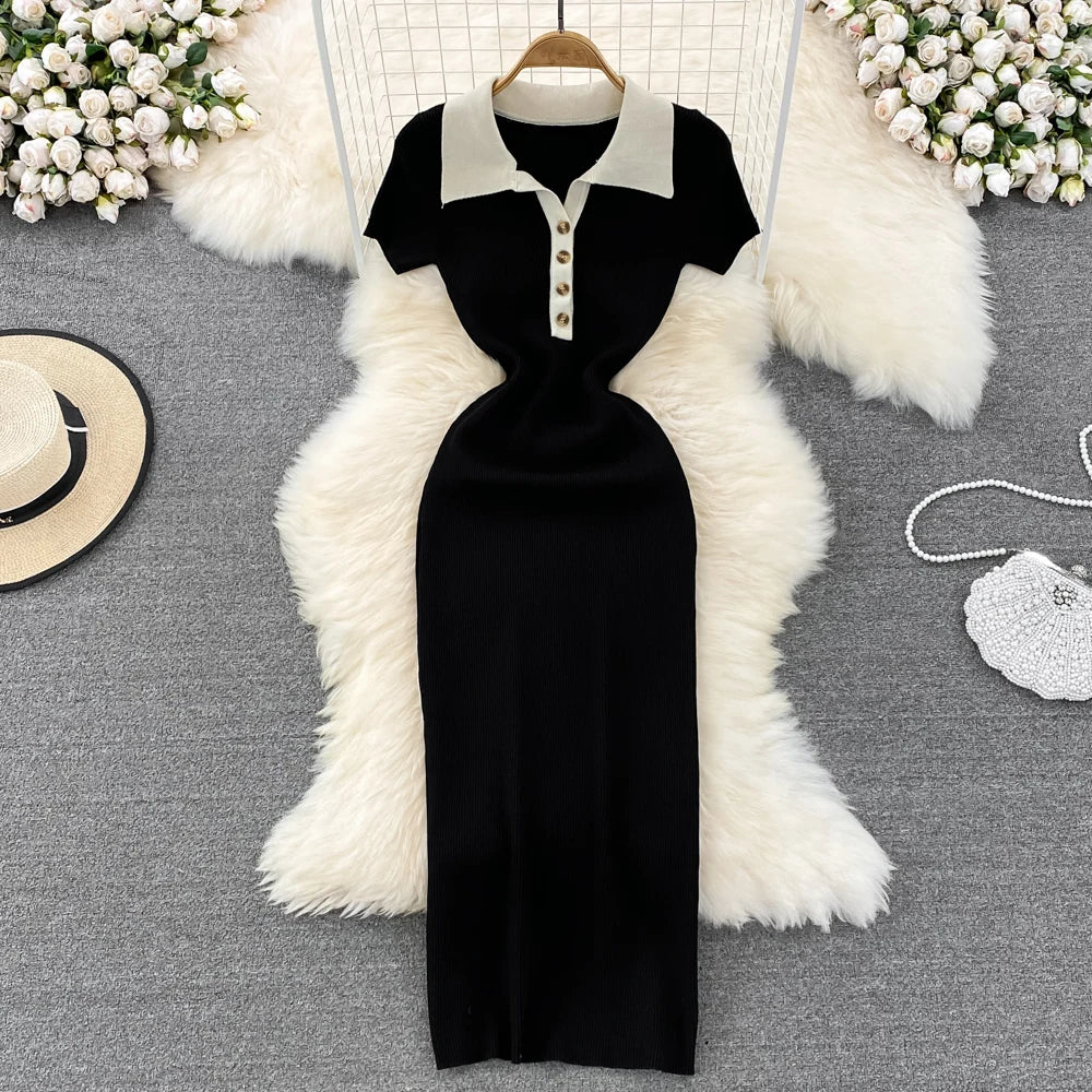High Waist A-Line Silhouette Single Button Maxi Dresses