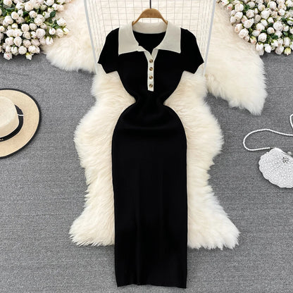 High Waist A-Line Silhouette Single Button Maxi Dresses
