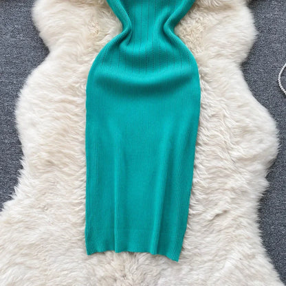 O Neck Short Sleeve Elastic Slim Sheath Dresses