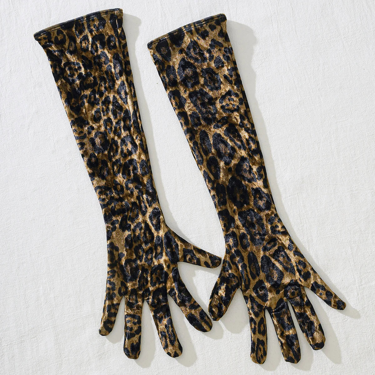 Leopard Print Bodysuit + Gloves + Leggings Backless Deep V Suspenders Sleeveless Bodysuits Thin 3X4C
