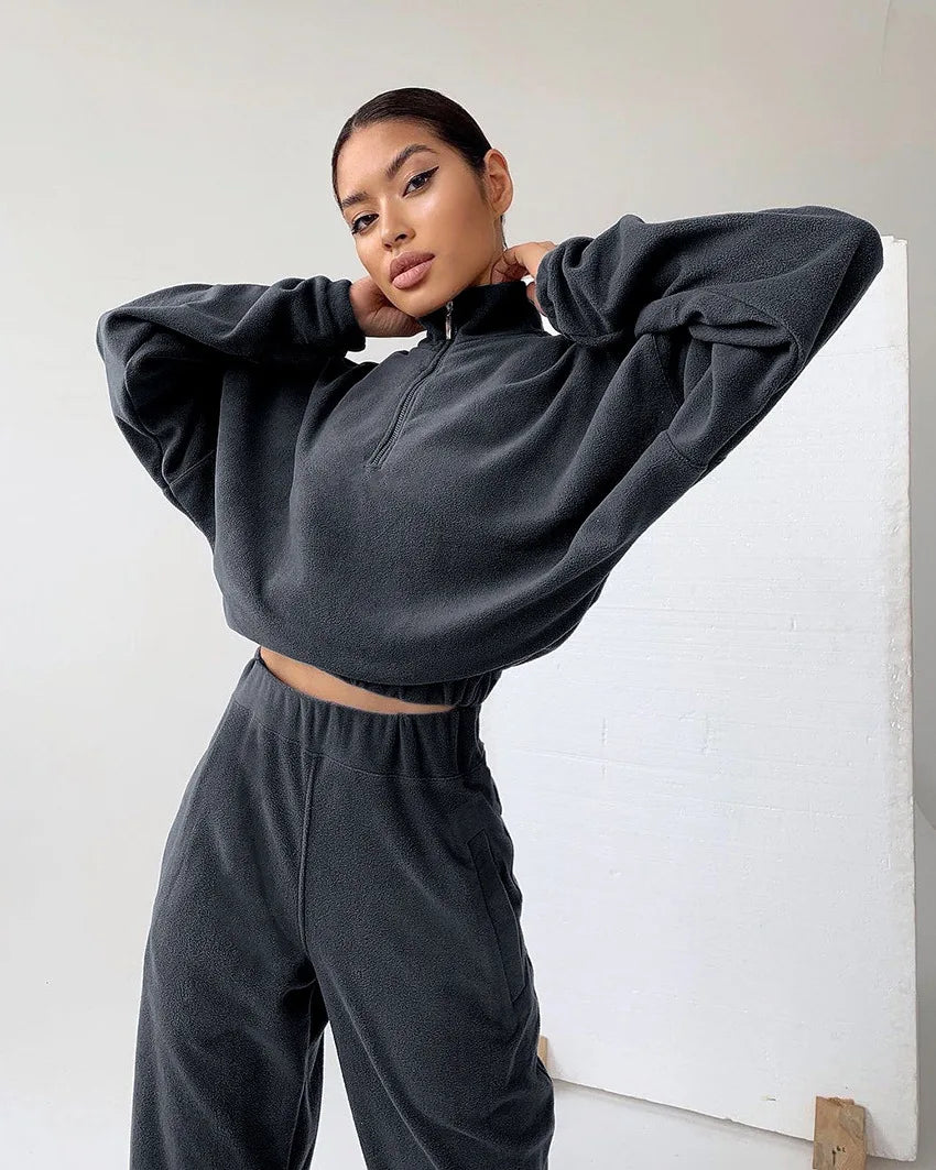 Chelsey Women Tracksuit Sports Zipper Tops Two Piece Sets