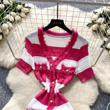 Chic Knitted Slim Waist Office Lady Sweater Maxi Dresses