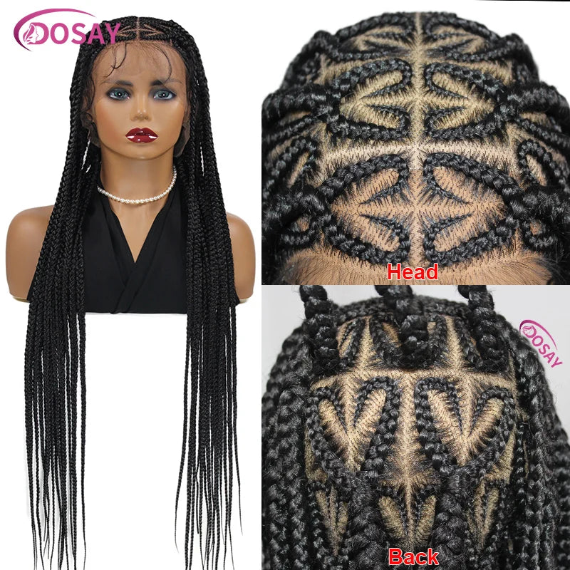 "On Sale"  Heart Box Braids Lace Wig 36 Inches Synthetic Lace Braided Wigs Cornrow Braids Lace Front Wigs For Black Women Clearance