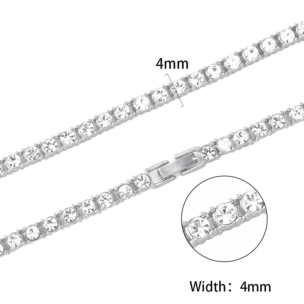 New Classical 4MM Tennis Chain Iced Out Necklace  8/18/20/24/inch Choker Gift