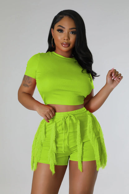 Short Sets Women Two Piece Crop Top + Shorts