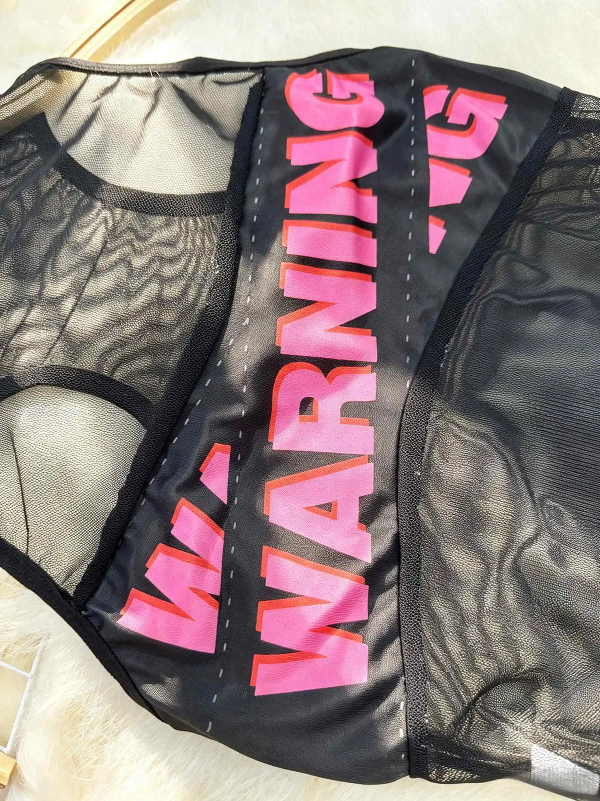 New Sexy Letter Print Club Party Mesh Bodysuit Top Slim Fit Y2K Hot Girl