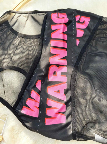 New Sexy Letter Print Club Party Mesh Bodysuit Top Slim Fit Y2K Hot Girl