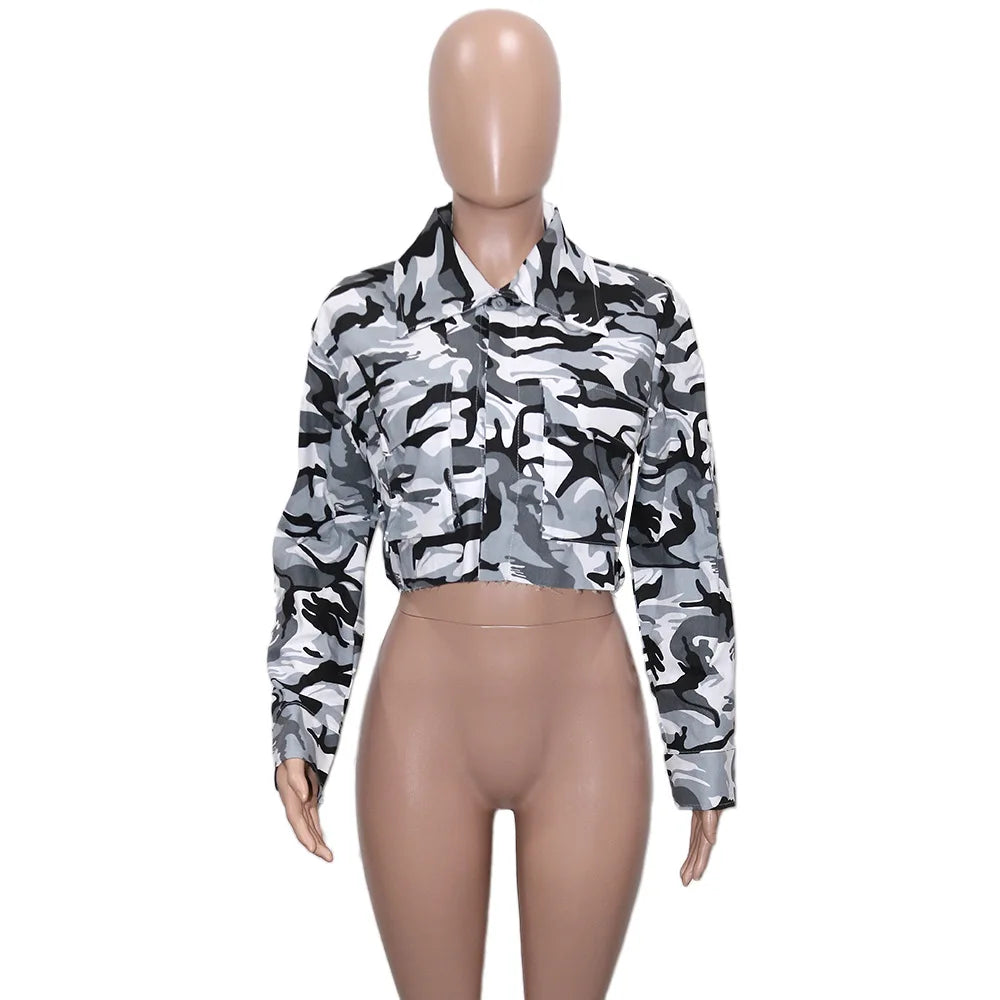 Cathy Cropped Camouflage Jackets