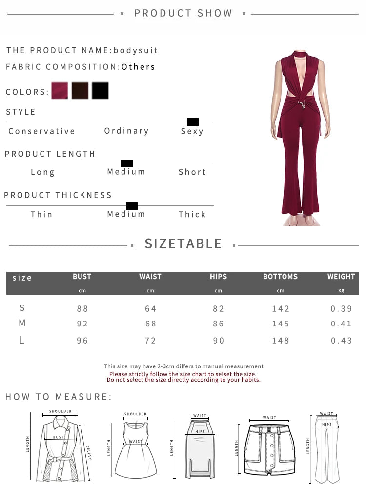 Deep V-Neck Metal Buckle Ruched Cross Bandage Jumpsuits