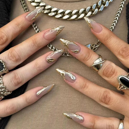 24Pc Long Stiletto Press on Nails Cherry Pink French False Nails with 3D Bow Pearls Design Detachable Acrylic Fake Nail Art Tips