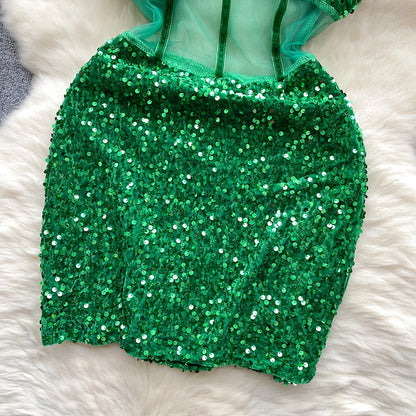 Glamour Off-Shoulder Sequin Dresses