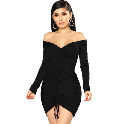 Big V-neck slightly wrinkled chest wrap dresses