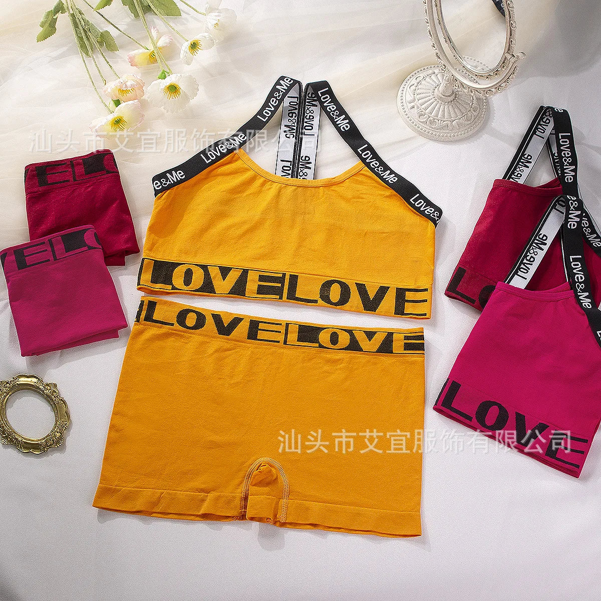 Y2K Love Straps Loungewear Top + Shorts Sets