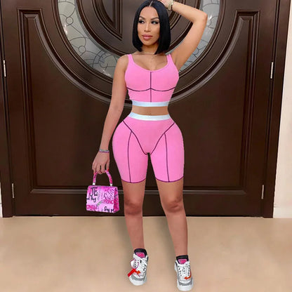 Ribbed Crop Top + Shorts Casual Matching Sets