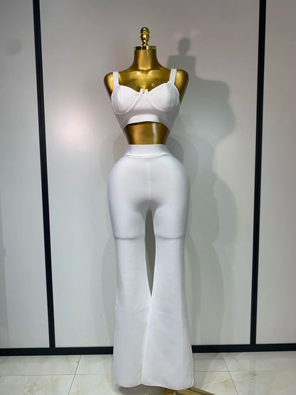 Luxury Bandage Crop Top + Pant Set  ﻿