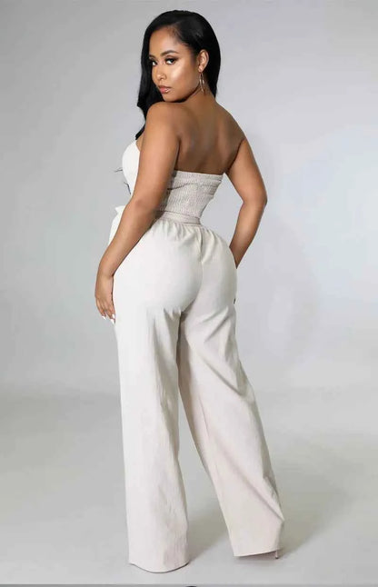 Casual Sleeveless Straight Belted Jumpsuits