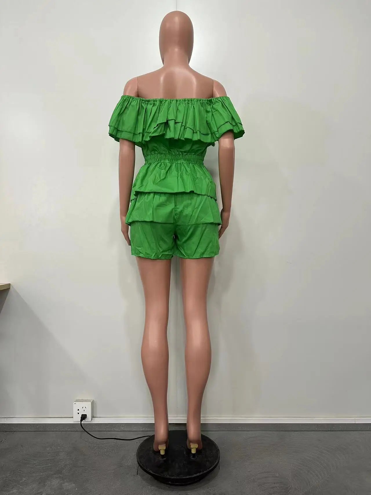 Ruffles Slash Neck Elegant Romper