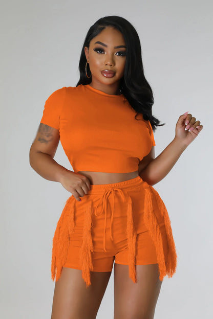 Short Sets Women Two Piece Crop Top + Shorts