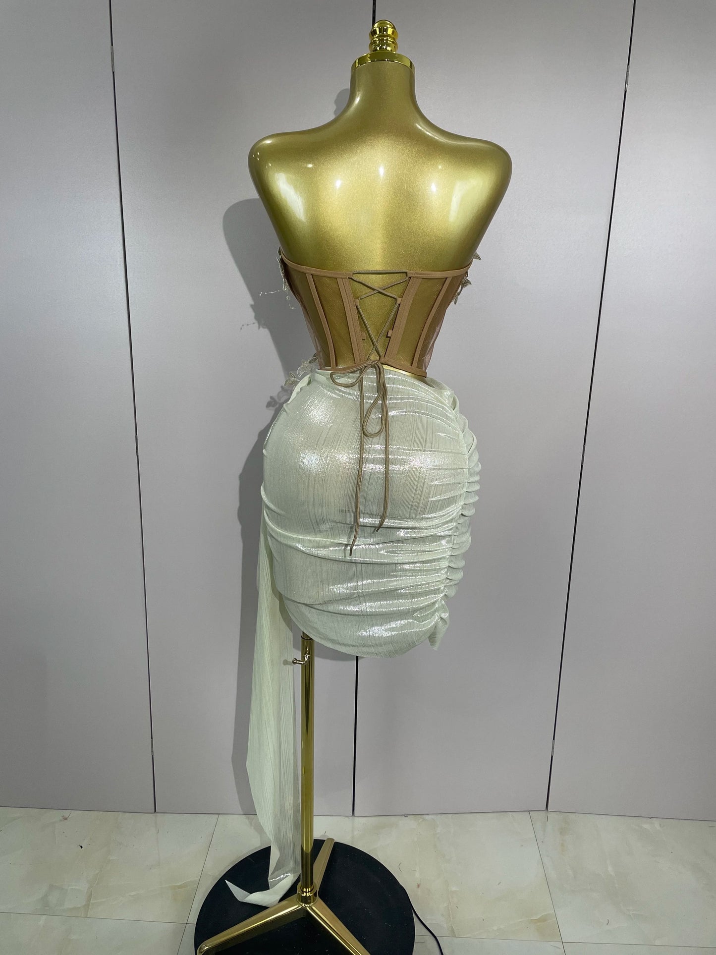 IN STOCK Luxury Shining Pearls Asymmetrical Outfits(2pcs.)