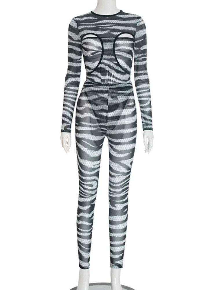 Hollow Out Jumpsuit and Top Zebra Stripes Matching Sets (New Style 🔥)