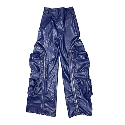 Leather PU Cargo Pants High Waist Y2K Streetwear
