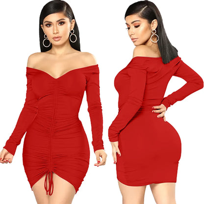 Big V-neck slightly wrinkled chest wrap dresses