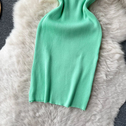 Sleeveless Slim Knitted Mini Bodycon Dresses