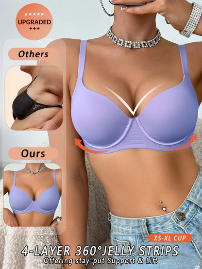Jelly UnderWire Push Up Bra For Women Plus Size Anti-Sagging Bralette Comfortable Lingerie