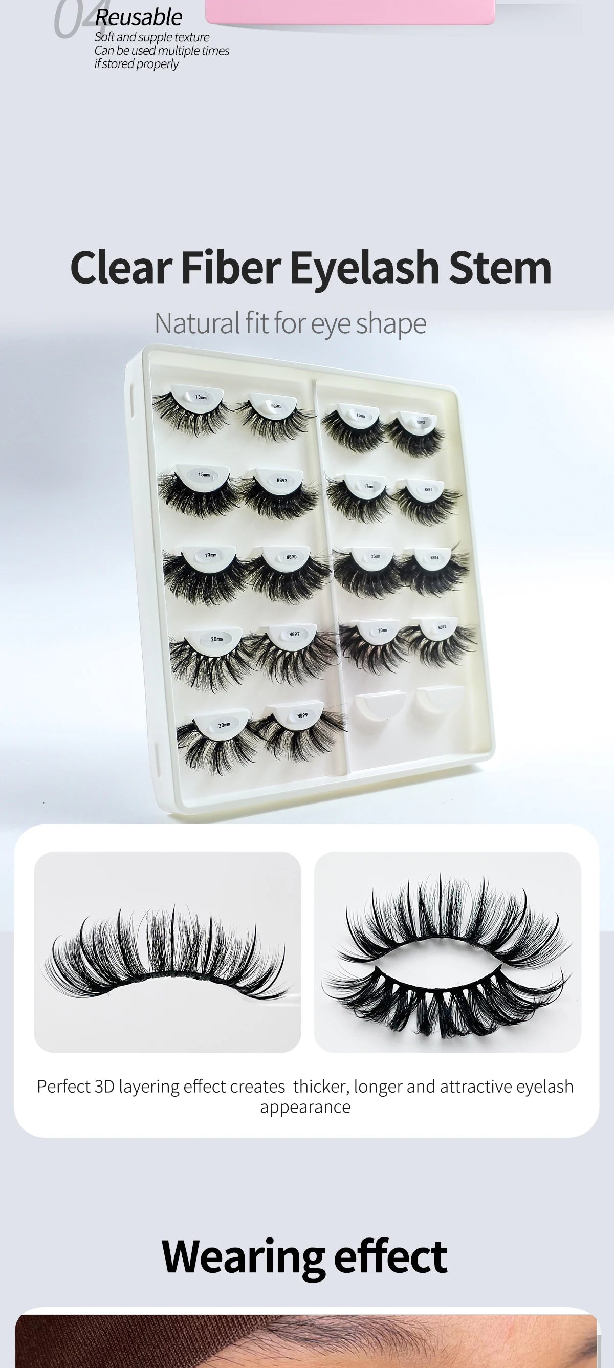 Faux Mink Lash Spikes Wispy Thick Natural Full Strip Lashes New Makeup Fluffy Mink Eyelashes