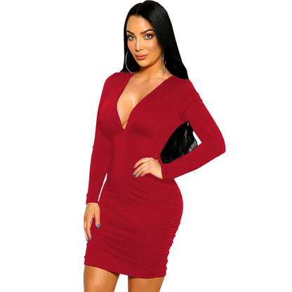 Deep V-neck Women Dresses