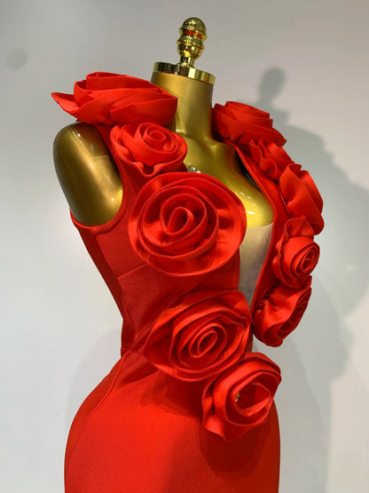 3D Flower Sleeveless Bodycon Bandage Dresses