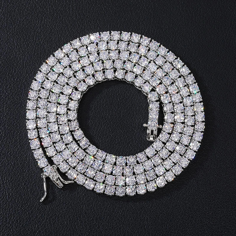 3/4/5mm 6"-24" Bling Iced Out Round Zircon Tennis Chain Chokers Necklaces 1 Row CZ Stone Link Chain Jewelry