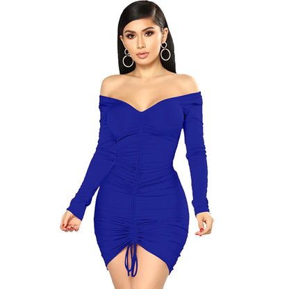 Big V-neck slightly wrinkled chest wrap dresses