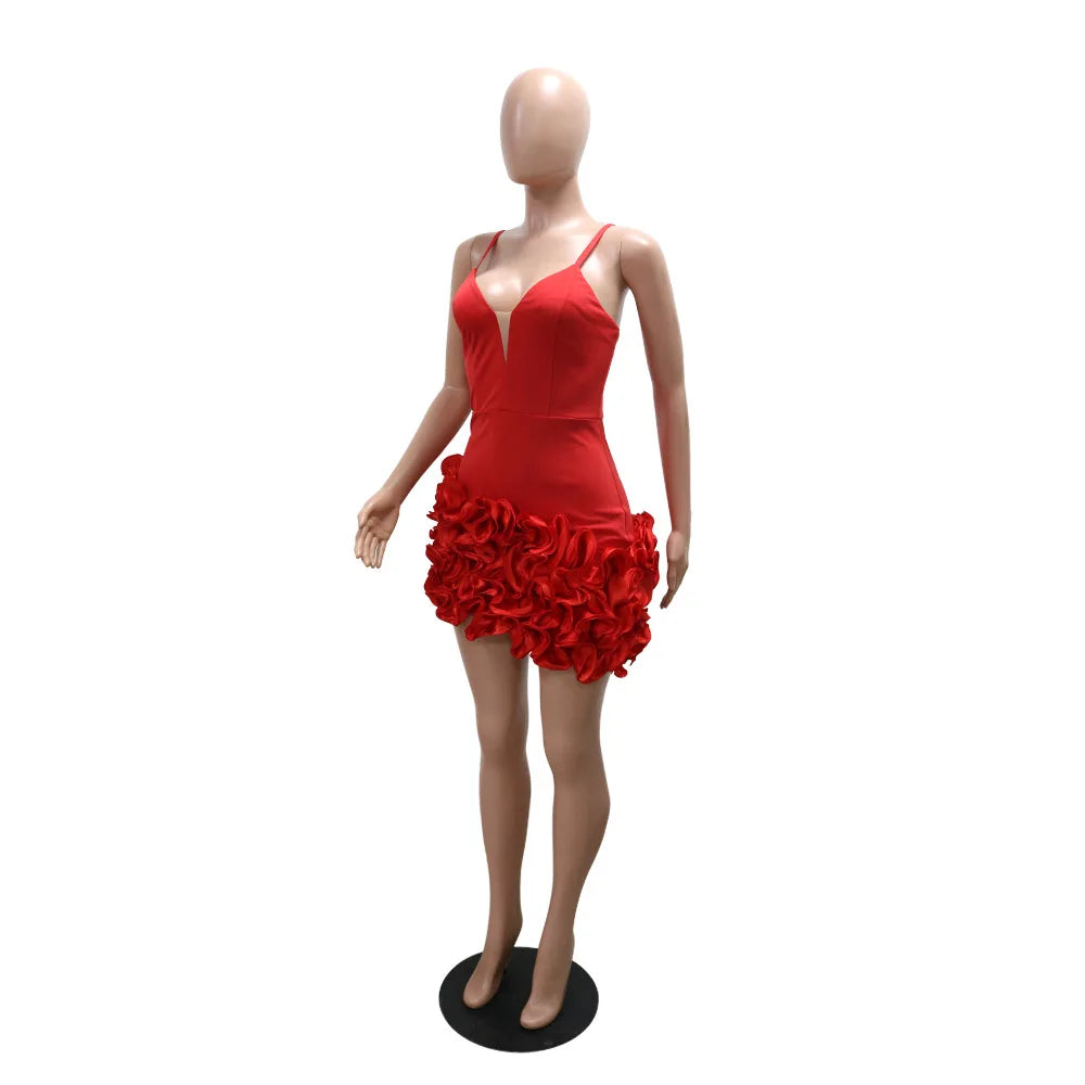 Luxury Ruffles Sleeveless Bodycon Pleated Mini Dresses